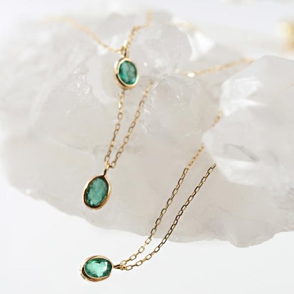 エメラルド ネックレス オーバル  K18イエローゴールド 一粒 5月誕生石 プレゼント ギフト |  | 06