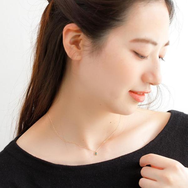 エメラルド ネックレス オーバル  K18イエローゴールド 一粒 5月誕生石 プレゼント ギフトの画像