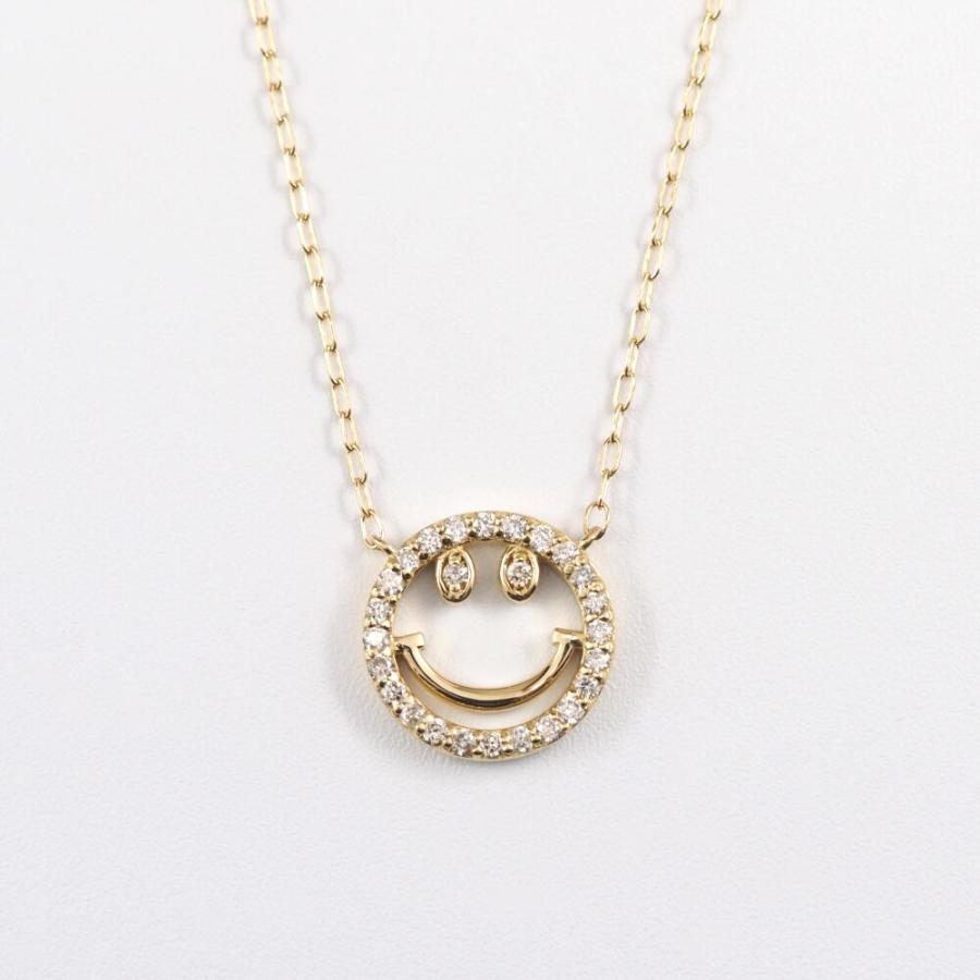 ネックレス レディース 18金 k18 スマイル ニコちゃん ダイヤモンド シンプル リバーシブル イエローゴールド 女性 プレゼント |  | 01