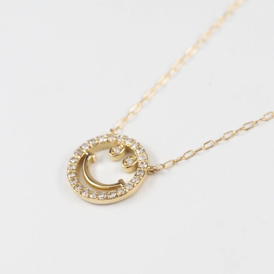 ネックレス レディース 18金 k18 スマイル ニコちゃん ダイヤモンド シンプル リバーシブル イエローゴールド 女性 プレゼント |  | 03