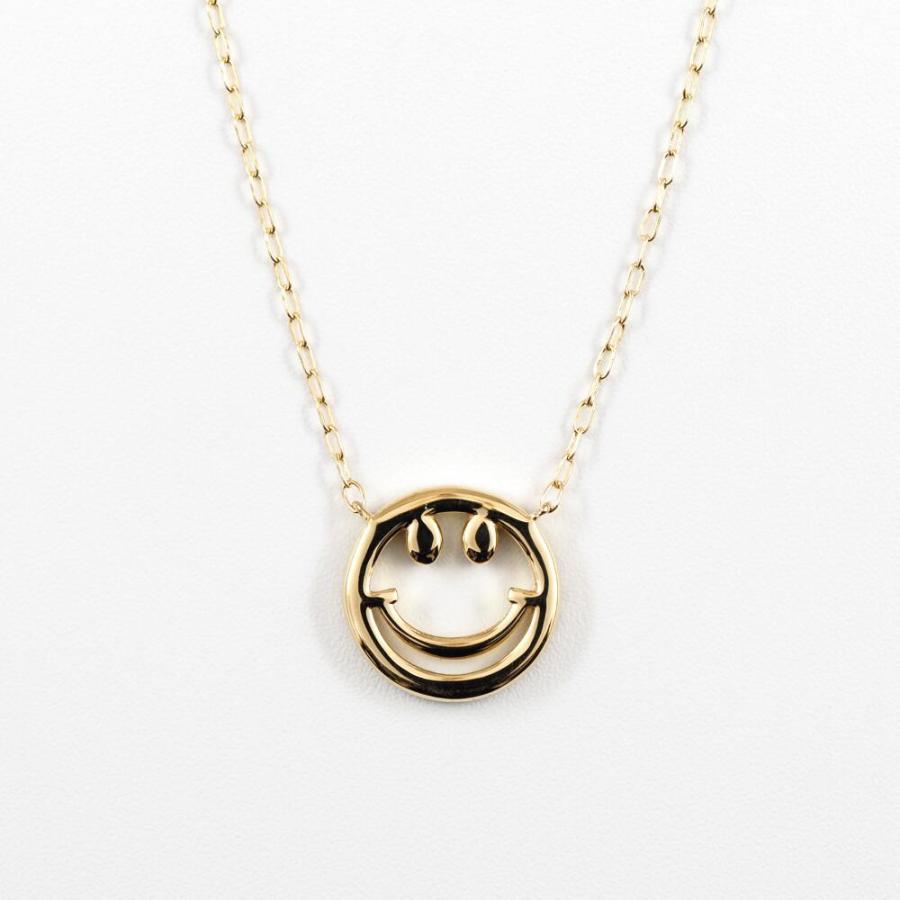 ネックレス レディース 18金 k18 スマイル ニコちゃん ダイヤモンド シンプル リバーシブル イエローゴールド 女性 プレゼント |  | 04
