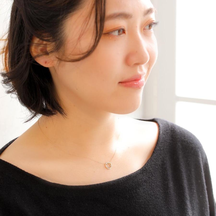 ネックレス レディース 18金 k18 スマイル ニコちゃん ダイヤモンド シンプル リバーシブル イエローゴールド 女性 プレゼントの画像