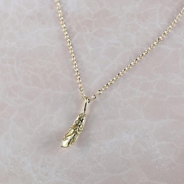 ペンダント ネックレス K18 イエローゴールド 18k 18金 羽 フェザー レディース メンズ プレゼント お守り アミュレット 贈り物 ギフト ジュエリーーの画像