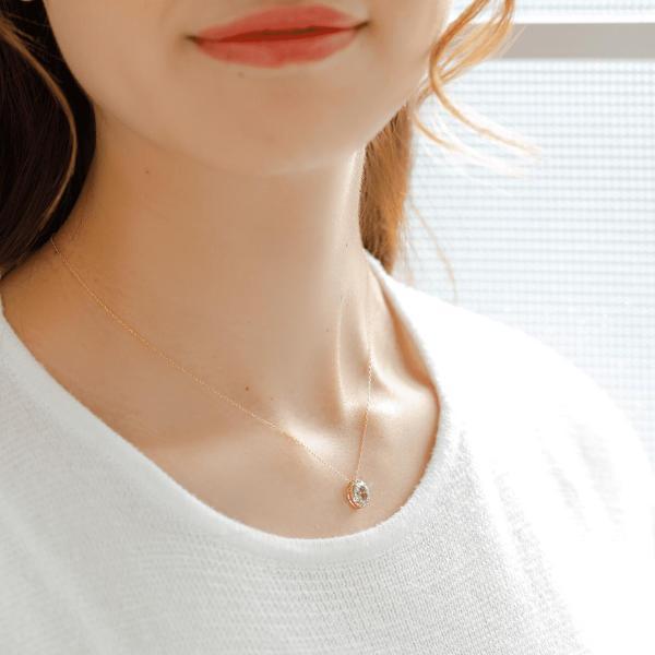 アクアマリン ネックレス 18金 k18 ダイヤ ダイヤ取り巻き 18k オーバル 12月誕生石 カラーストーン シンプル |  | 06