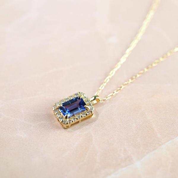 タンザナイト ネックレス k18 ダイヤ ダイヤ取り巻き 18k 18金 角 12月誕生石 カラーストーン シンプル |  | 01