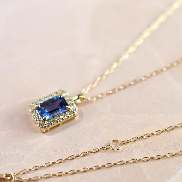 タンザナイト ネックレス k18 ダイヤ ダイヤ取り巻き 18k 18金 角 12月誕生石 カラーストーン シンプル |  | 02