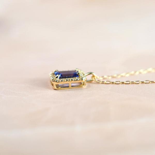 タンザナイト ネックレス k18 ダイヤ ダイヤ取り巻き 18k 18金 角 12月誕生石 カラーストーン シンプル |  | 03
