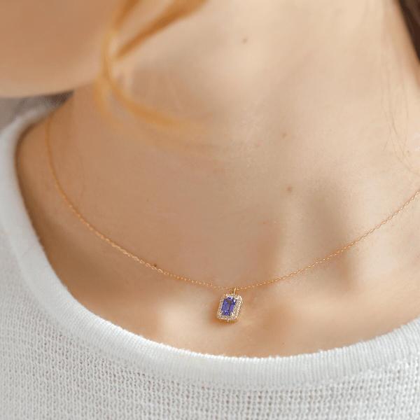 タンザナイト ネックレス k18 ダイヤ ダイヤ取り巻き 18k 18金 角 12月誕生石 カラーストーン シンプル |  | 05
