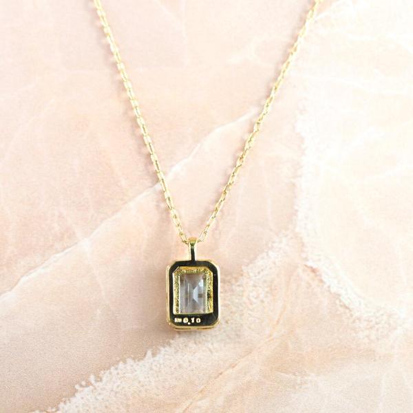 アクアマリン ネックレス k18 ダイヤ ダイヤ取り巻き 18k 18金 角 12月誕生石 カラーストーン シンプルの画像