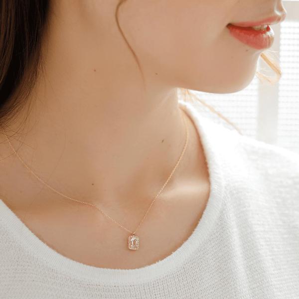 モルガナイト ネックレス k18 ダイヤ ダイヤ取り巻き 18k 18金 角 12月誕生石 カラーストーン シンプル |  | 03