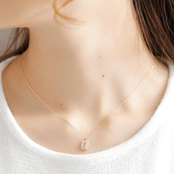 モルガナイト ネックレス k18 ダイヤ ダイヤ取り巻き 18k 18金 角 12月誕生石 カラーストーン シンプル |  | 05