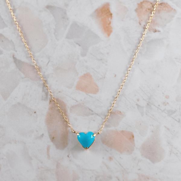 トルコ石 ターコイズ ネックレス 金 K18 18金 18k ハート 普段使い
