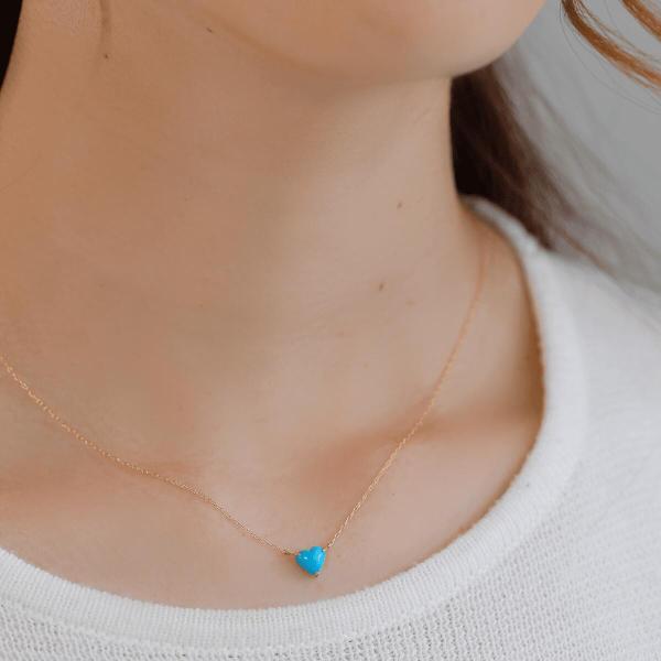 トルコ石 ターコイズ ネックレス 金 K18 18金 18k ハート 普段使い