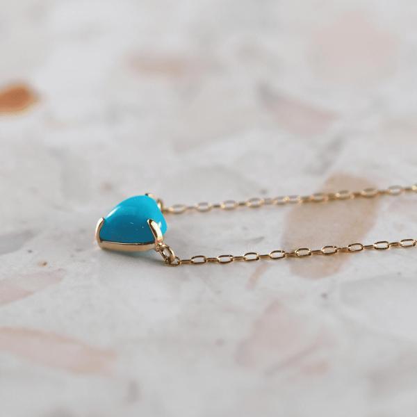 トルコ石 ターコイズ ネックレス 金 K18 18金 18k ハート 普段使い