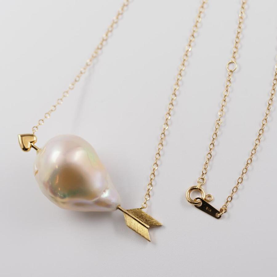 18金 K18 18k 金 パール 大ぶり 大きい ネックレス キューピットの矢 矢 ハート バロックパール バロック 淡水パール 人気 トレンド おしゃれ |  | 07