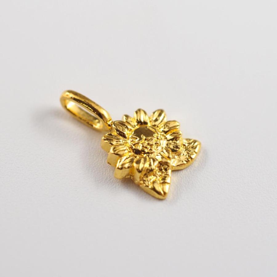ペンダントトップ 24金 ペンダント 純金 k24 24K 向日葵 ひまわり フラワー 花 ネックレス ゴールド レディースの画像