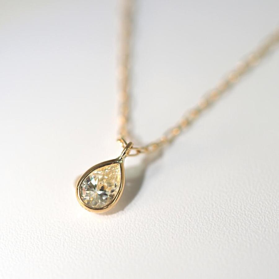 ネックレス ダイヤモンド k18 K18 18金 一粒 0.1ct ペアシェイプ イエローゴールド シンプル デイリー オフィス おしゃれ ジュエリー プレゼント ギフトの画像