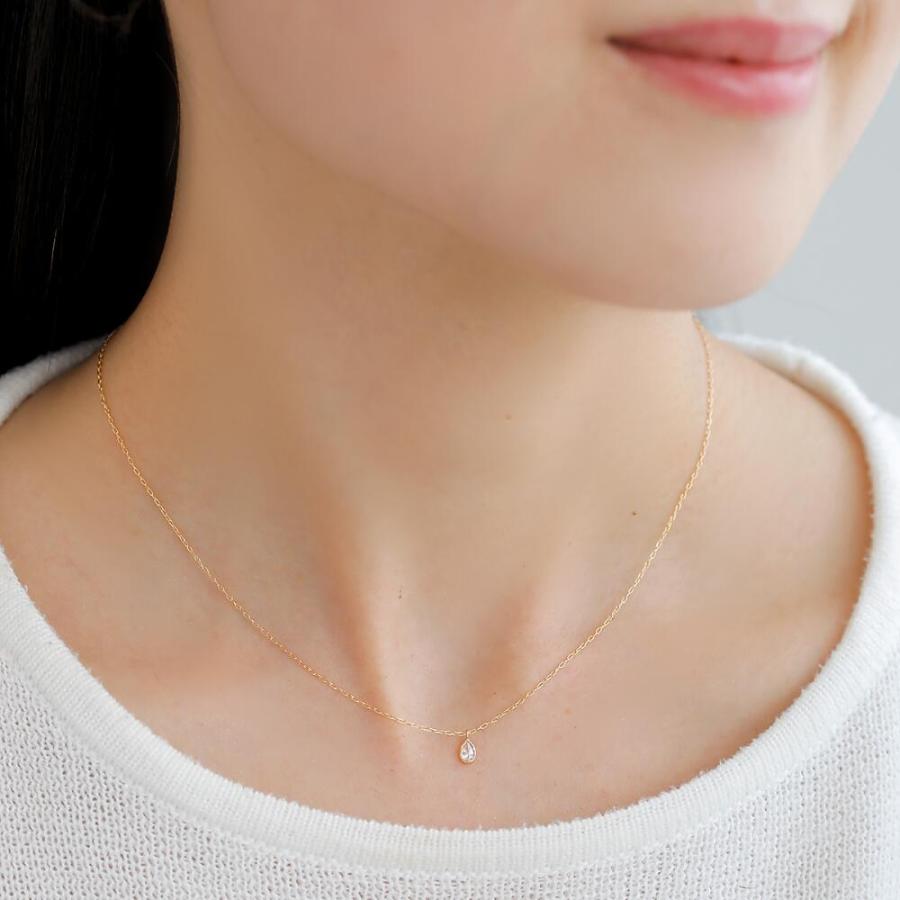 ネックレス ダイヤモンド k18 K18 18金 一粒 0.1ct ペアシェイプ イエローゴールド シンプル デイリー オフィス おしゃれ ジュエリー プレゼント ギフトの画像