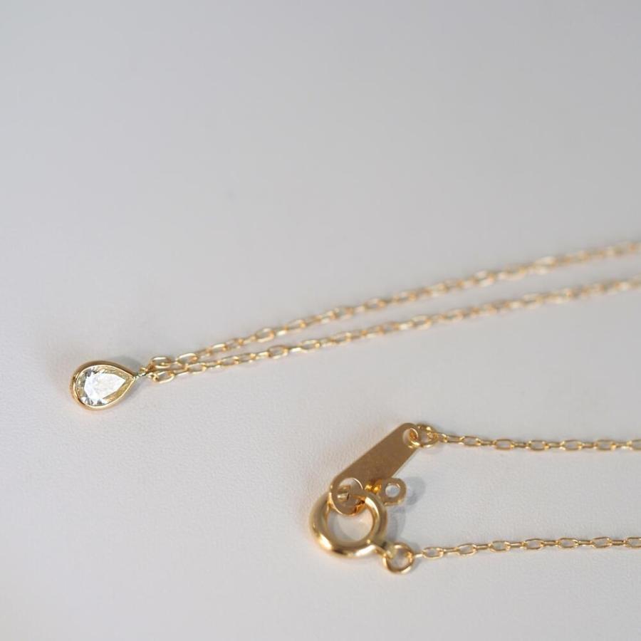 ネックレス ダイヤモンド k18 K18 18金 一粒 0.1ct ペアシェイプ イエローゴールド シンプル デイリー オフィス おしゃれ ジュエリー プレゼント ギフトの画像