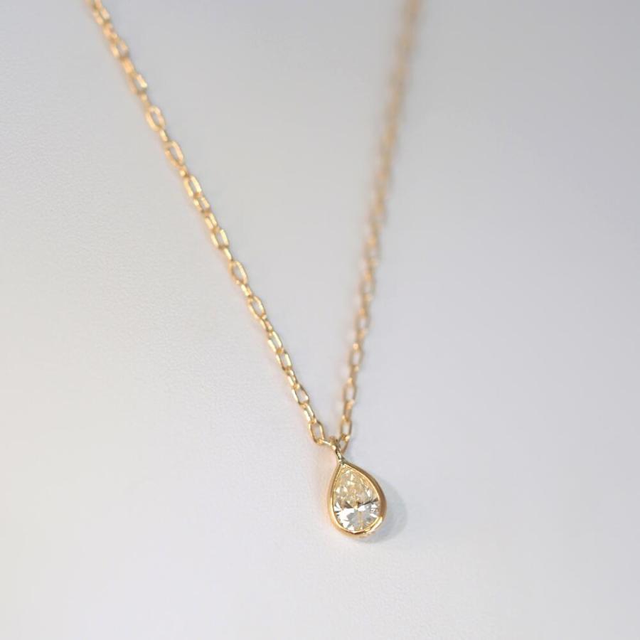 ネックレス ダイヤモンド k18 K18 18金 一粒 0.1ct ペアシェイプ イエローゴールド シンプル デイリー オフィス おしゃれ ジュエリー プレゼント ギフトの画像