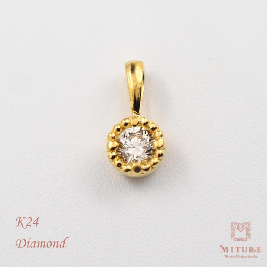純金 24金 ペンダント k24 24K ペンダントトップ ダイヤモンド ダイヤ