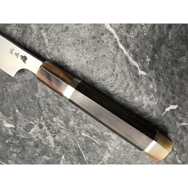 二唐刃物 錬鉄 青二 先丸柳刃 300二唐刃物 錬鉄 青