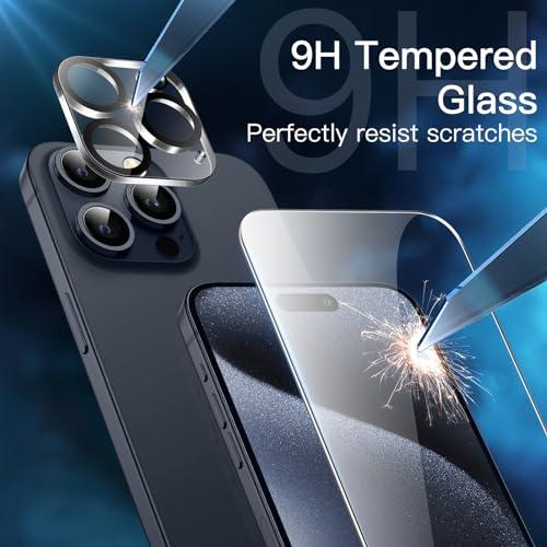 JEDirect 5 in 1 iPhone15ProMax 6.7インチ用 15 Pro Maxに対応 ケース 2枚強化ガラスフィルム+2枚カメラレンズフィルム付き 5枚セット 黄ばまない｜mitusawa6｜05