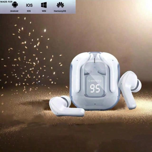 【新品】TWS EARBUDS ワイヤレスイヤホン シルバー 新型TWS ワイヤレスイヤホン 透明 Bluetooth イヤホン ENC スポーツ