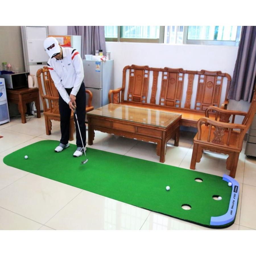 ゴルフ パターマット 3m ゴルフ練習器具 パター パター練習器具 練習 マット アプローチ 室内 自宅 室外 パッティング パット 大型 ライン_2