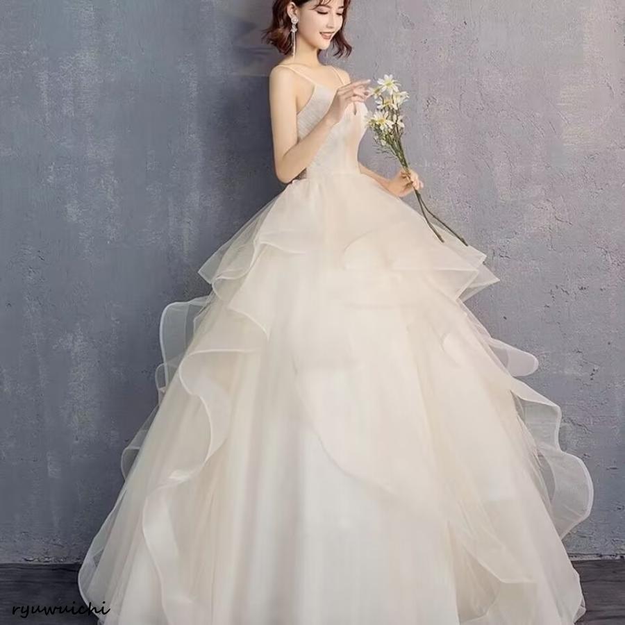 ウェディングドレス白 パーティードレス ビスチェタイプ 花嫁ロング 