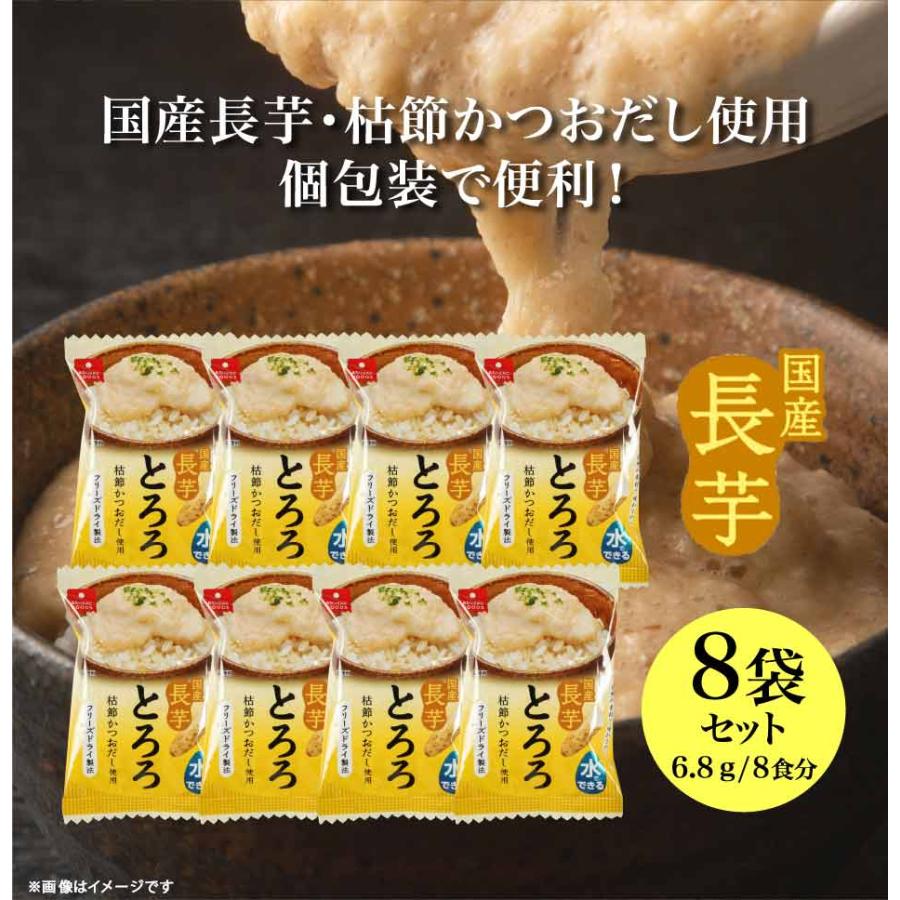 国産 乾燥 とろろ 山芋 枯節かつおだし 6.8g×8食 味付けとろろ