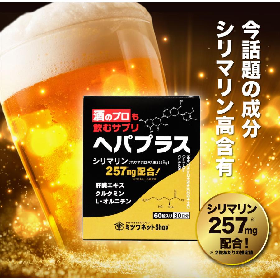 酒のプロも飲むサプリ ヘパプラス 60粒×2個セット 送料無料 メール便