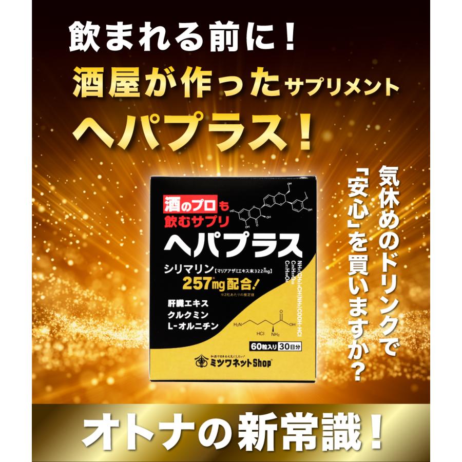 酒のプロも飲むサプリ ヘパプラス 60粒×2個セット 送料無料 メール便