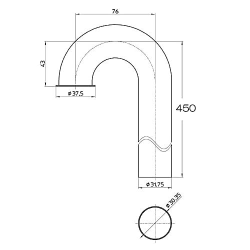 SANEI 排水部品 Sパイプ 金属製トラップ用 パイプ径32mm H70-66-32X450｜miuhouse｜02