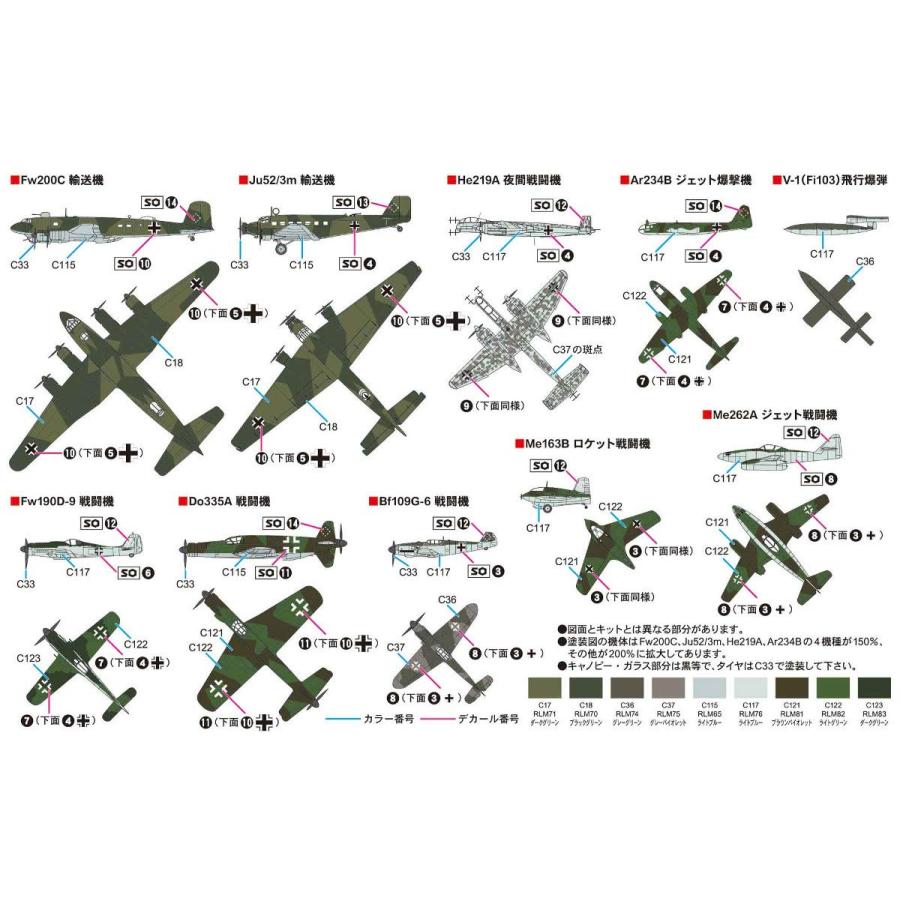 ピットロード 1/700 スカイウェーブシリーズ 第二次世界大戦 ドイツ空軍機2 プラモデル S56｜miuhouse｜02