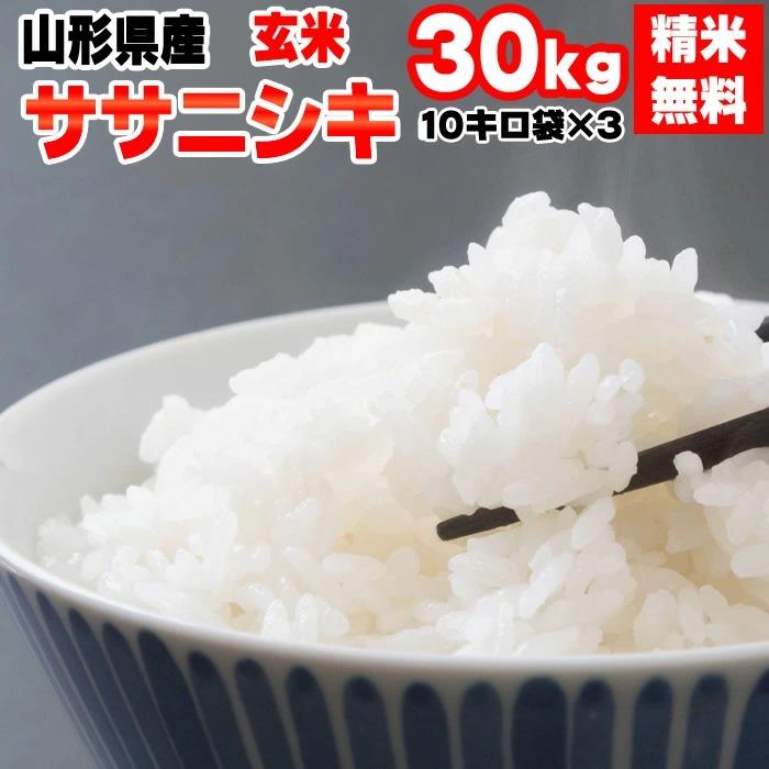 米 お米 10kg×3 ササニシキ 玄米30kg 令和3年産 山形産 白米 無洗米 分づきにお好み精米 送料無料 当日精米 期間限定で特別価格