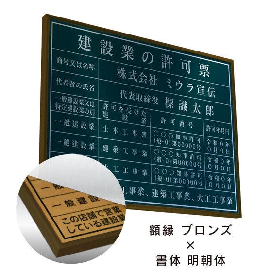 ミウラ宣伝 建設業の許可票 店舗看板 事務所用 標識 ディープグリーン