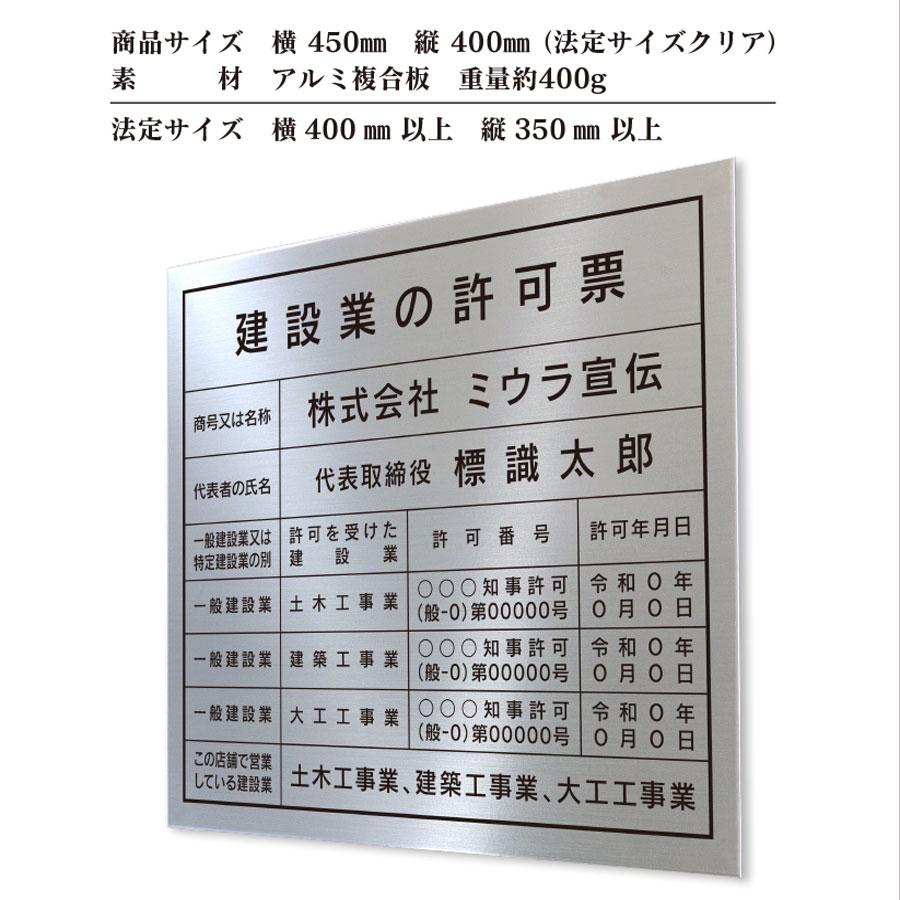 ミウラ宣伝 建設業の許可票 店舗看板 事務所用 建設業許可 看板 標識