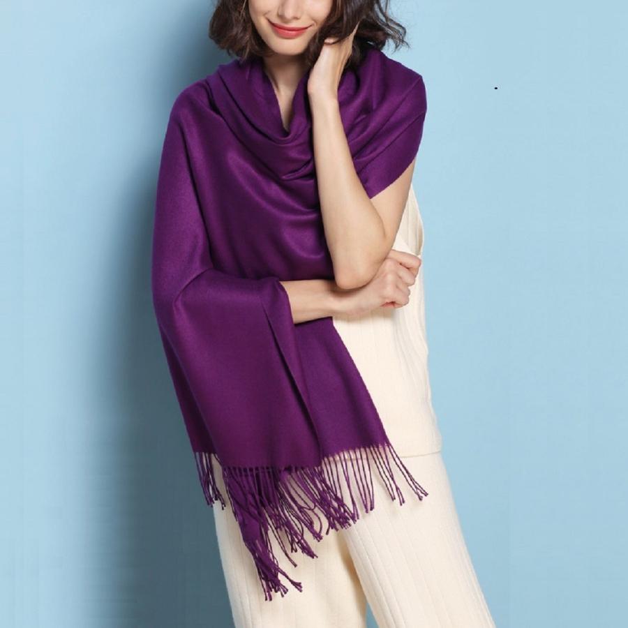 薄織りタイプカシミヤ混大判ストール、パープル系 : 三和軒 - 通販