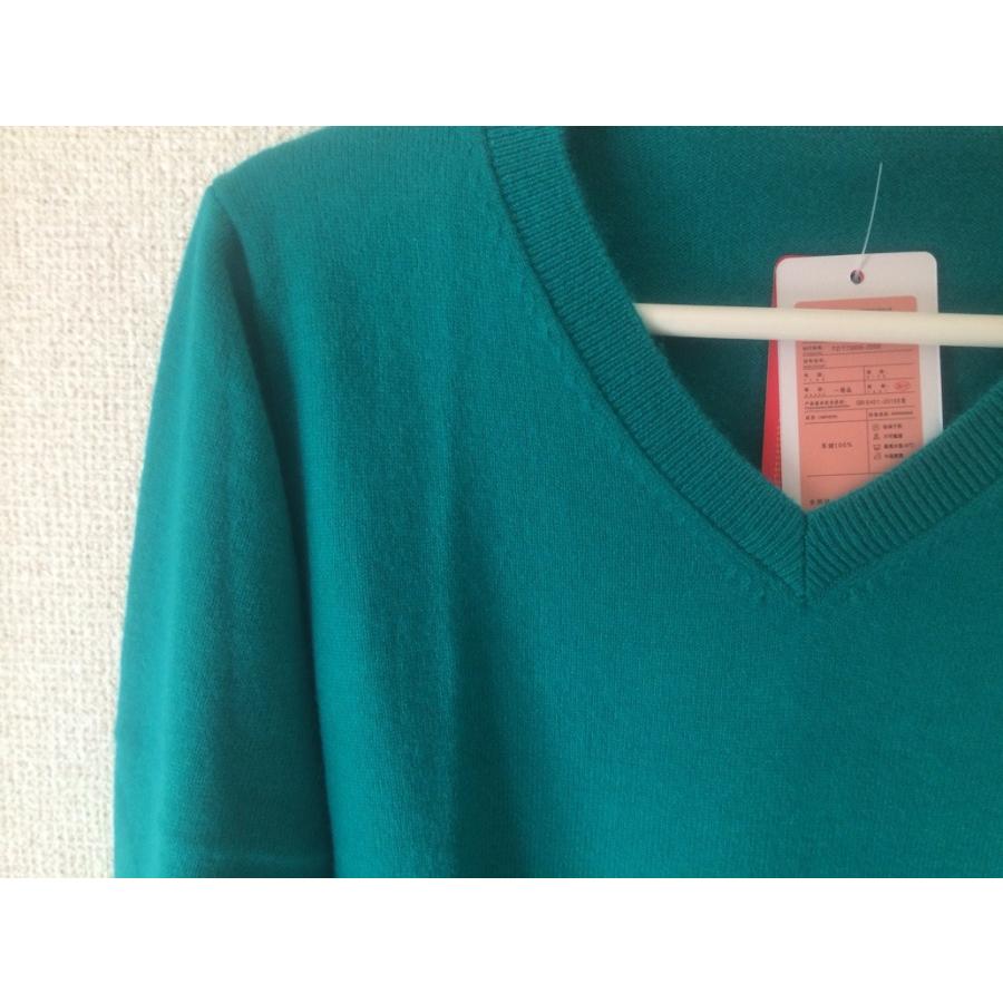 タイトリストグリーン系 カシミヤ100%Vネックニットセーター Titleist（タイトリスト） セール♪ メンズ カシミヤ 長袖 Vネック