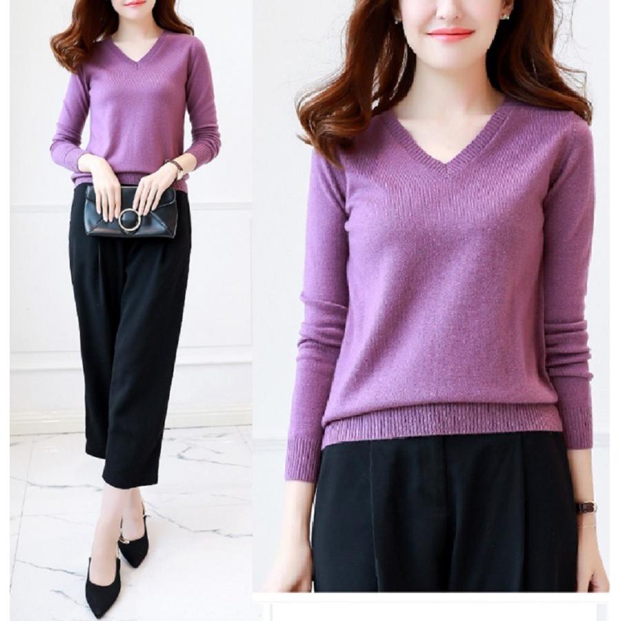 新色カシミヤセーター、Ｖネックピンク、紫、茶色４色｜miwakenn｜14