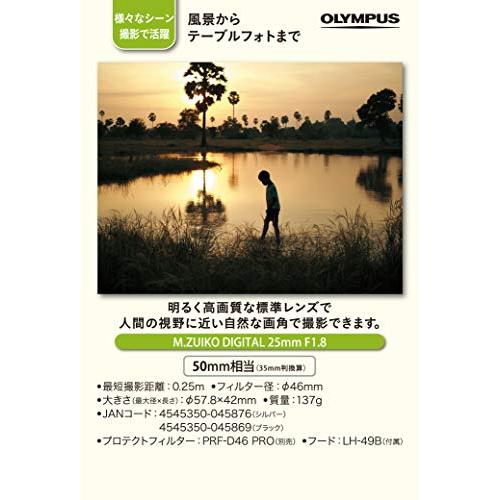 完動品 OLYMPUS M.ZUIKO DIGITAL 25mm F1.8 シルバー マイクロフォーサーズ用 単焦点レンズ 【Q3401709261】(18792円)