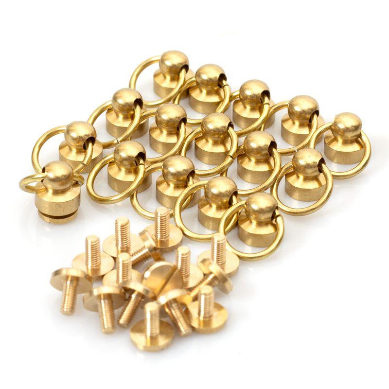 リベット スタッド ジョイント金具 真鍮 16個入り ネジ入り 回転式 止め金具 バッグ ハンドル ドロップハンドル 財布 レザークラフト