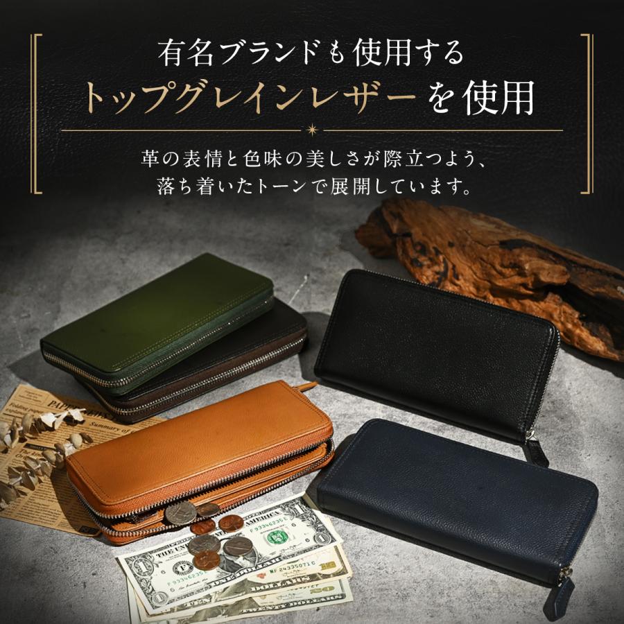 財布 メンズ 長財布 本革 レザー ラウンドファスナー コンパクト 小銭