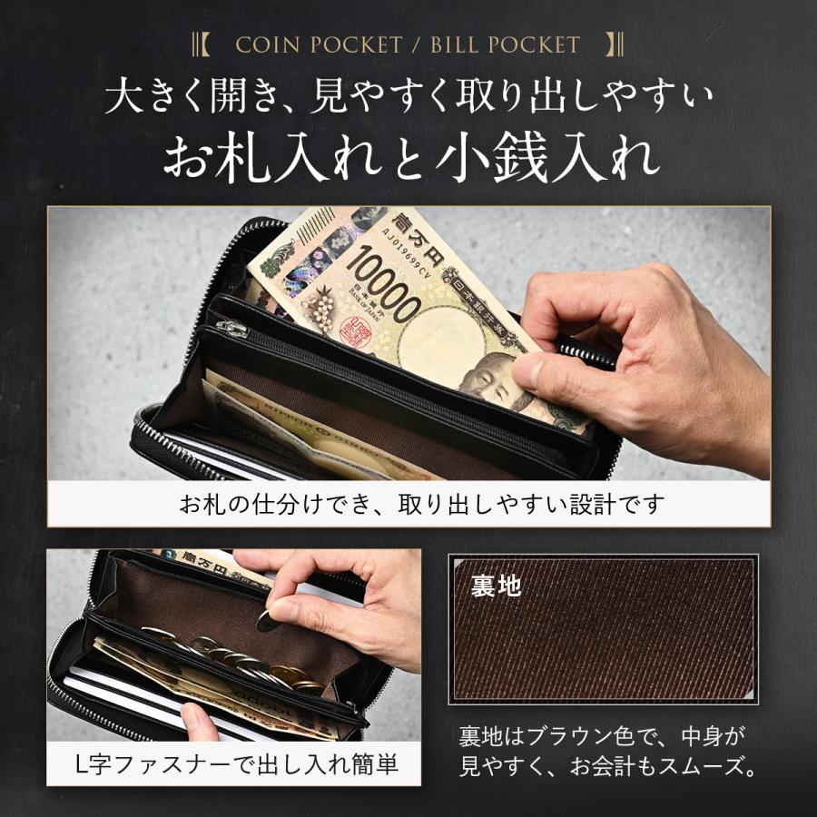 財布 メンズ 長財布 本革 レザー ラウンドファスナー コンパクト 小銭