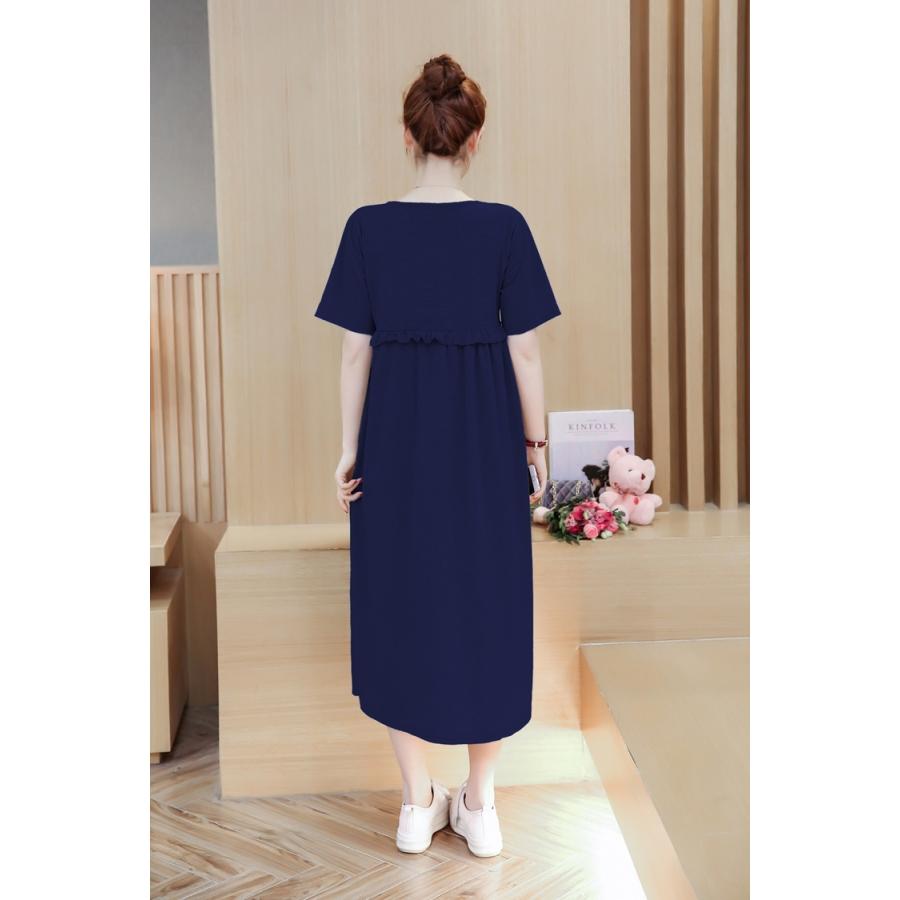 0円offクーポン 授乳服 マタニティ ワンピース 半袖 ロング 授乳口付き 胸フリル 妊婦服 妊婦用 マタニティウェア 産前産後ok Rmfh ミオリ ヤフー店 通販 Yahoo ショッピング