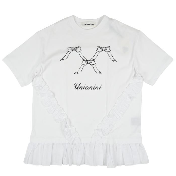 UNIONINI ユニオニーニ ribbon frill tee white CS-049