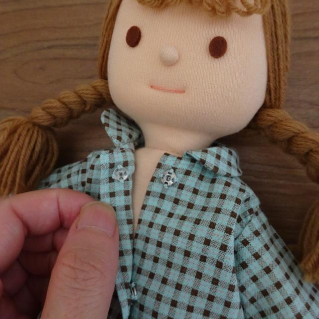 手作り 布 人形 女の子 チェック柄 ワンピース 着せ替え セット 28cm