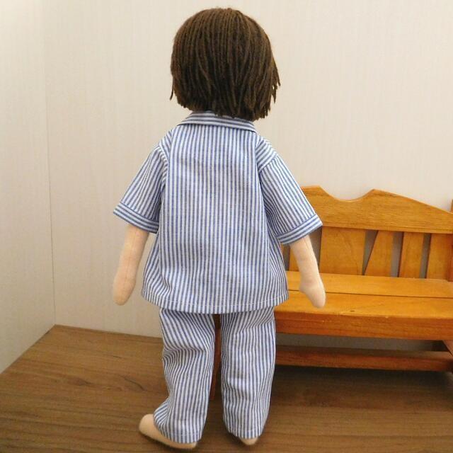 人形用 パジャマ 半袖 ストライプ 人形用パジャマ ブルー : ミックス