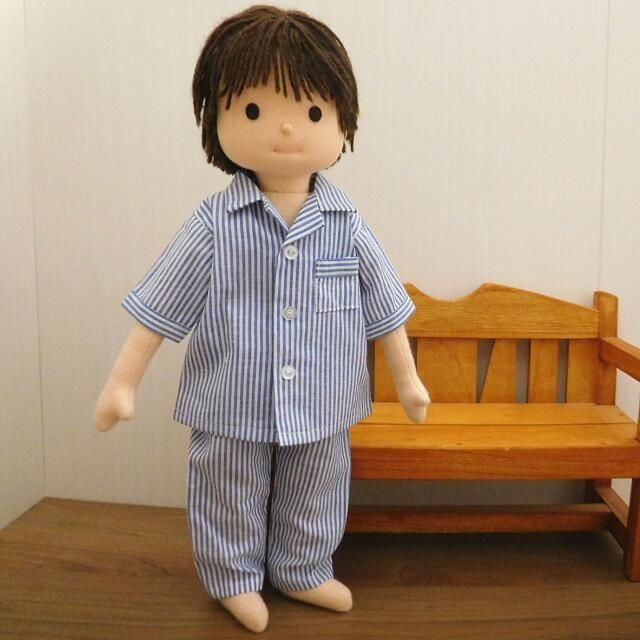 人形用 パジャマ 半袖 ストライプ 人形用パジャマ ブルー : ミックス